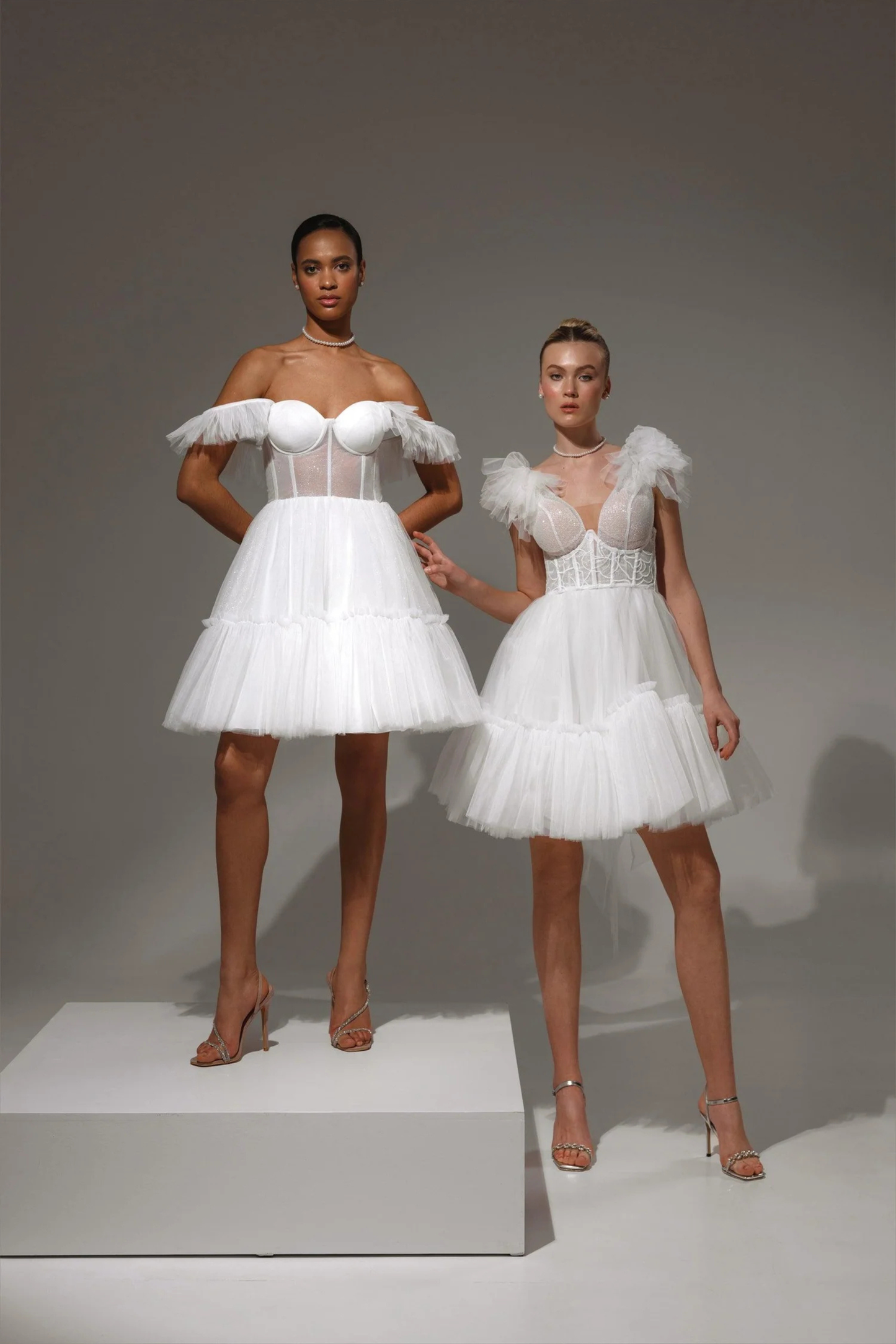 voluminous tulle mini bridal dress
