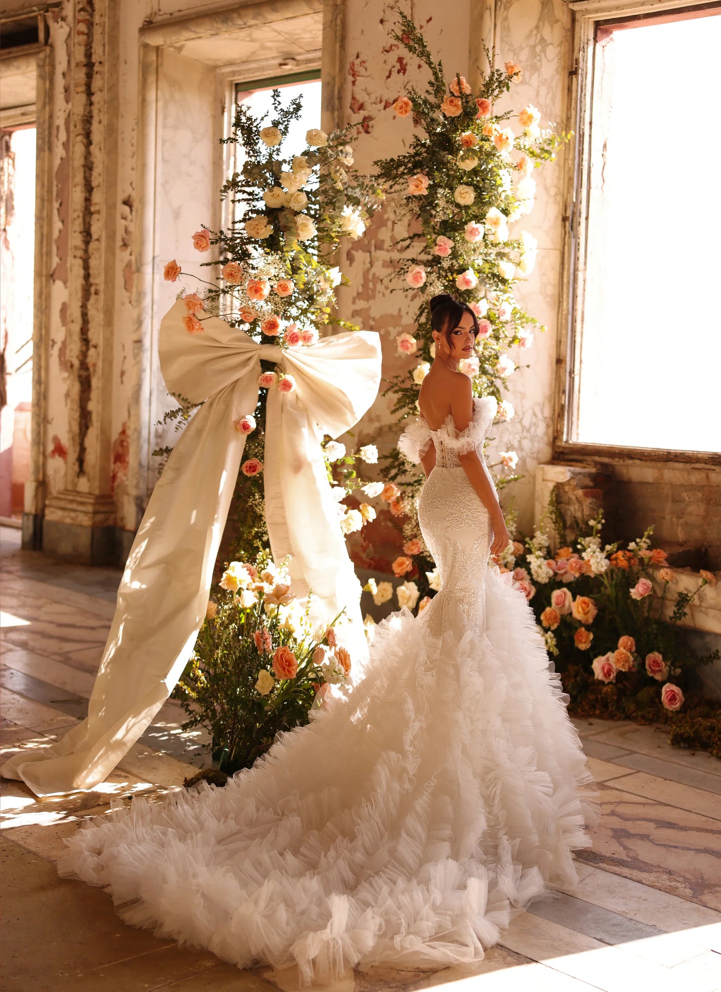 Statement bridal look with sparkle, texture, and fierce feminine style