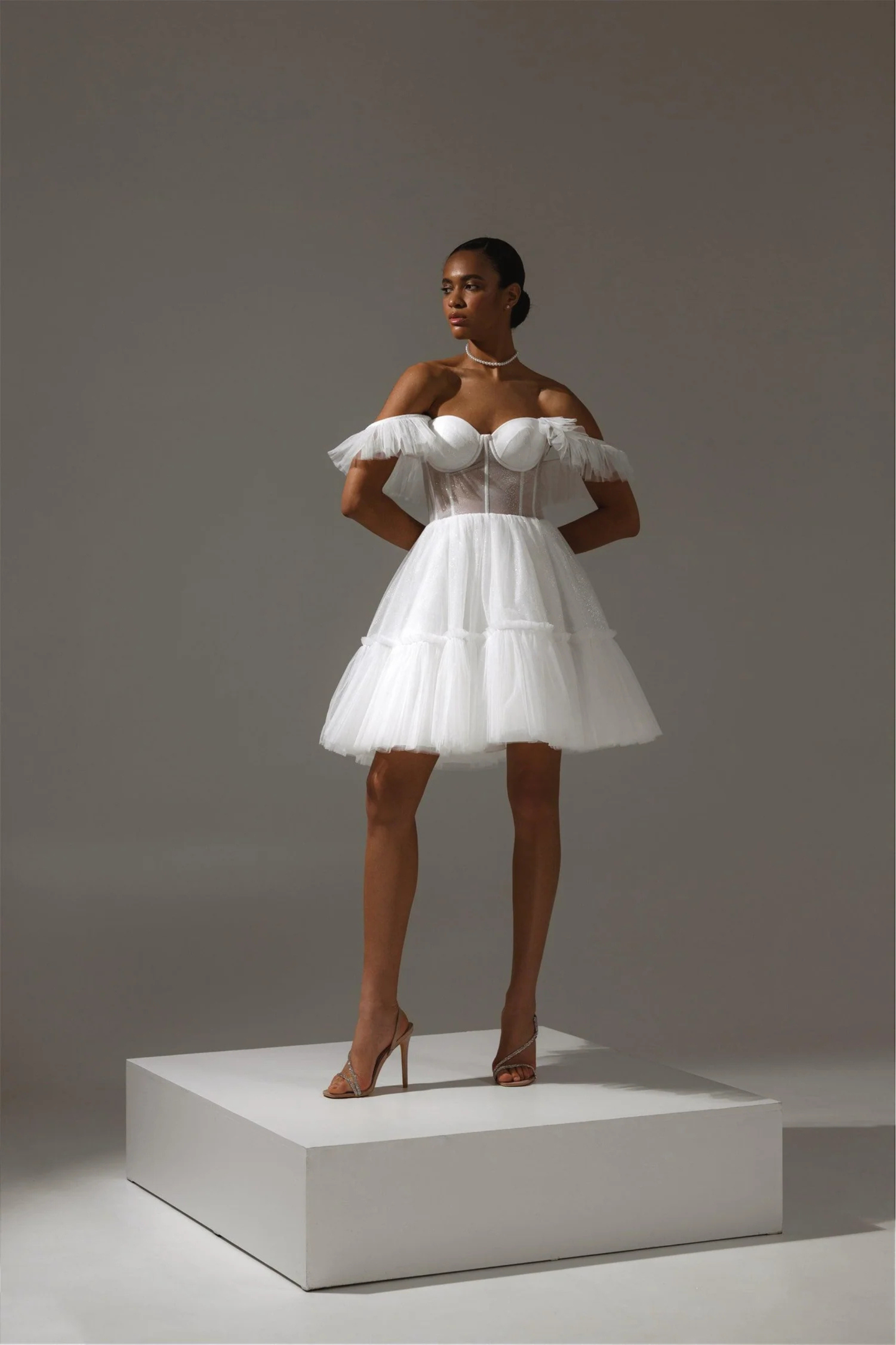 modern reception wedding dress ivory mini