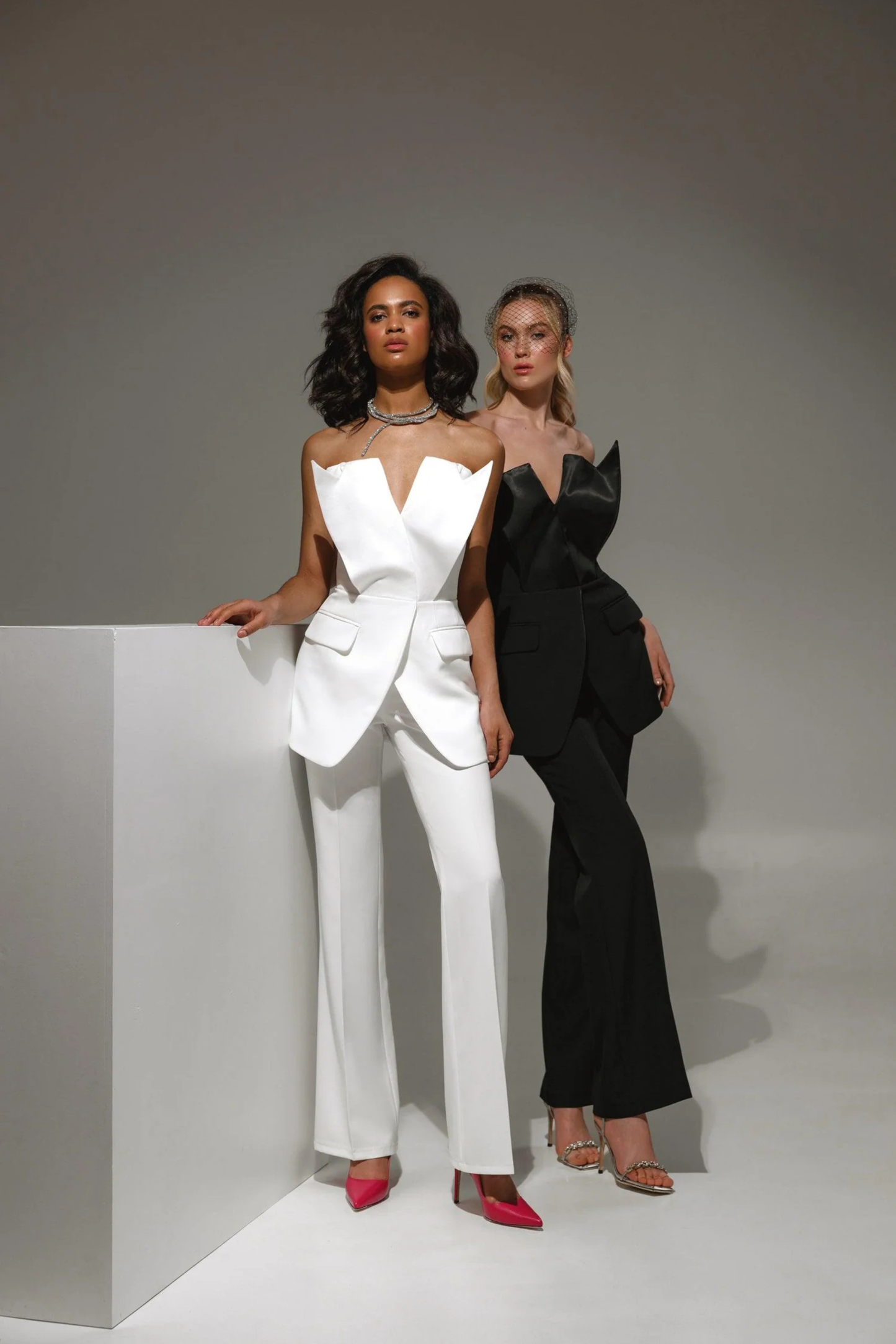 bridal suit with corset top and trousers