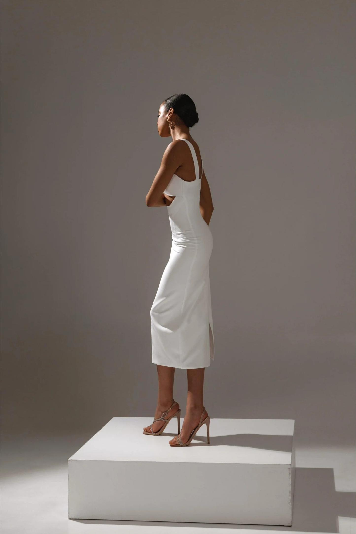 civil wedding dress ivory midi length
