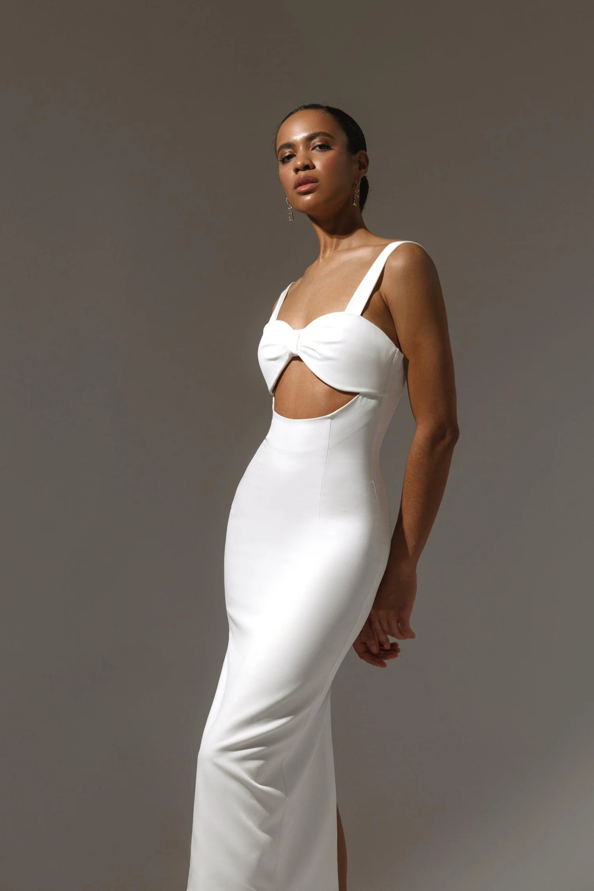 structured bust wedding dress wide straps