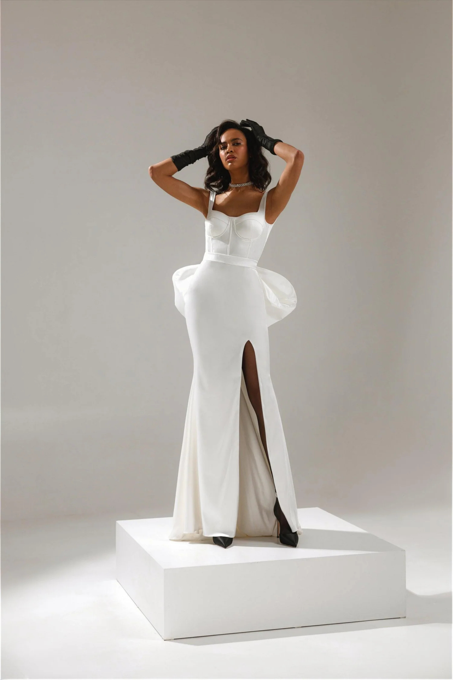 corset wedding dress with cups and slit