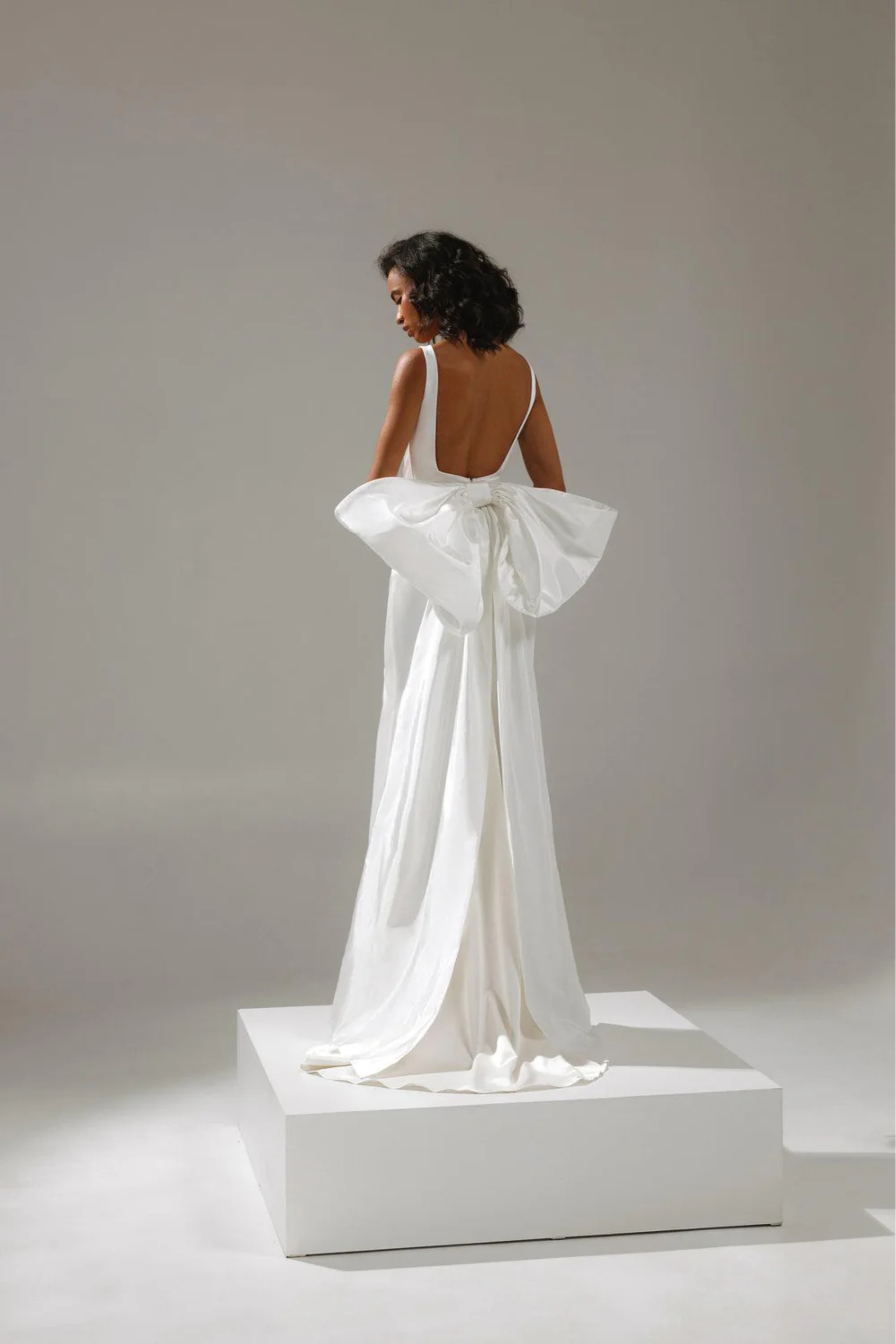 fashion forward wedding dress with slit