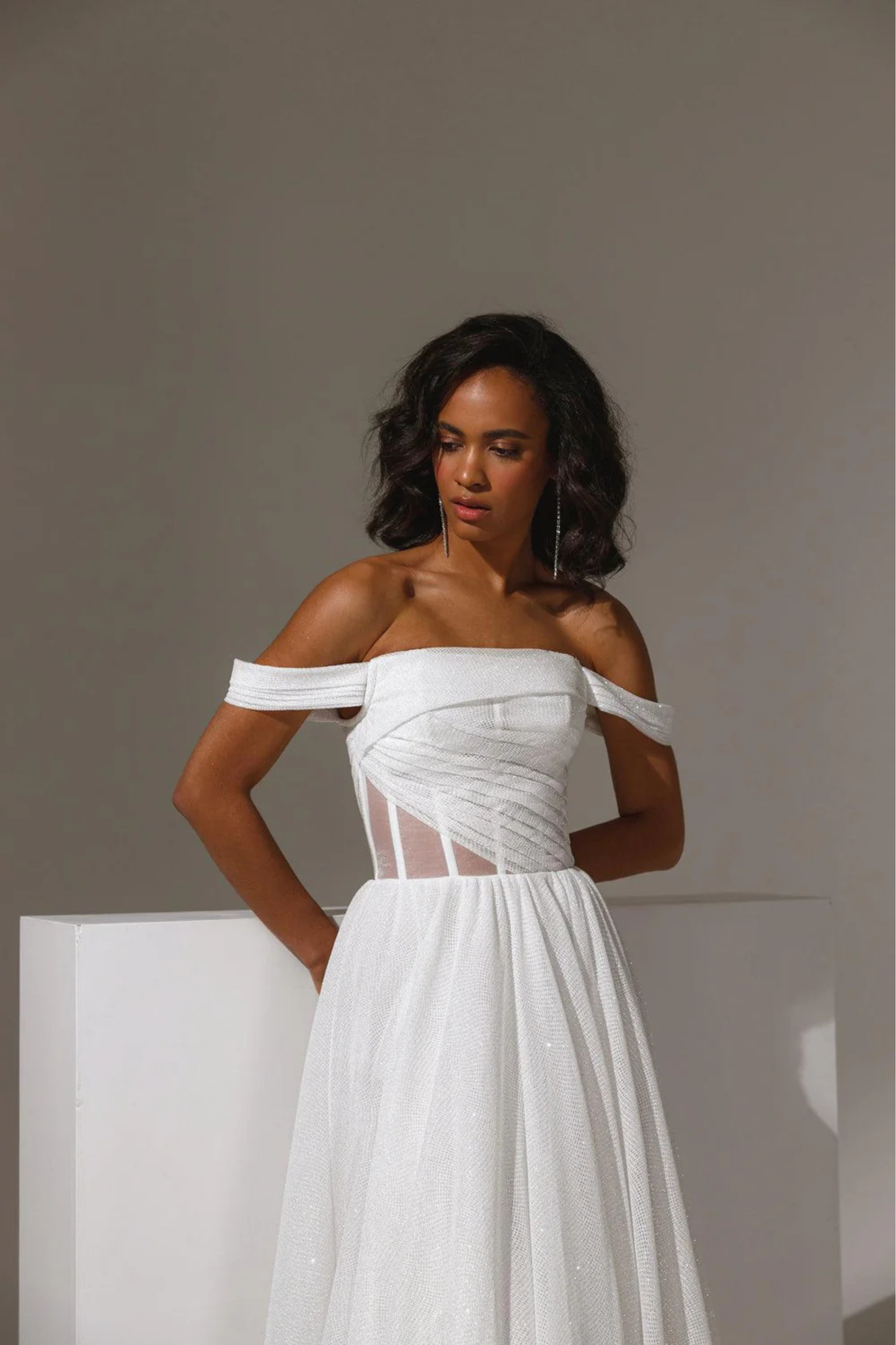 romantic bridal gown with flowing skirt