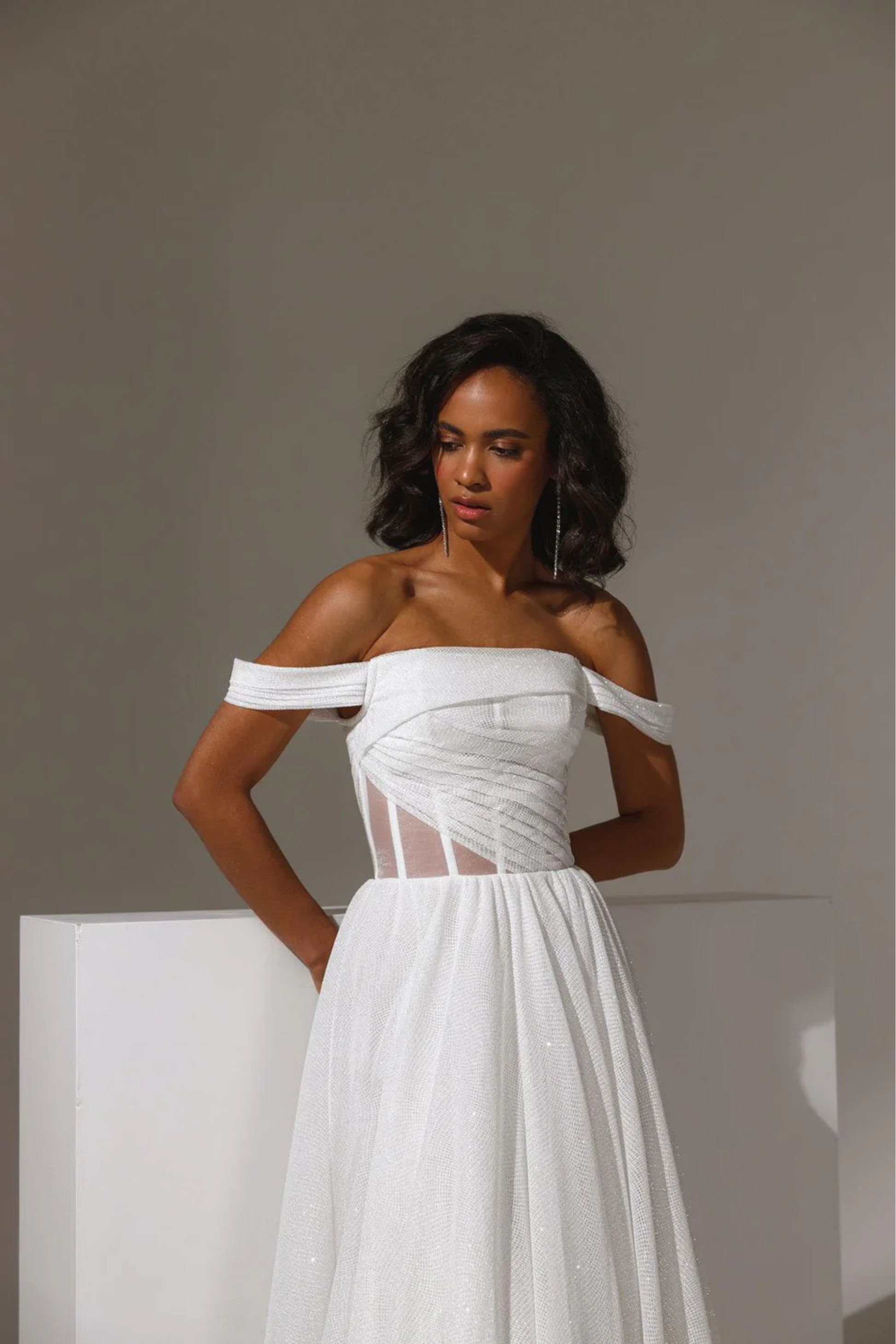 romantic bridal gown with flowing skirt