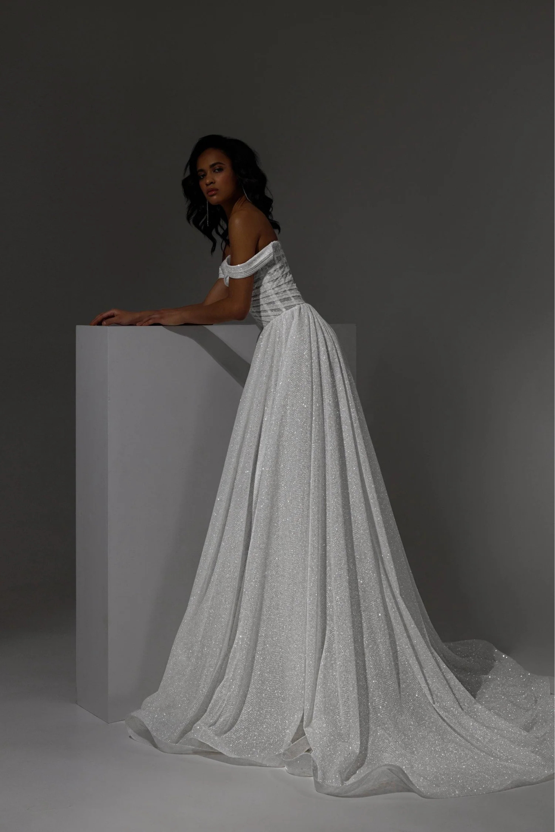 elegant ivory wedding dress with structured corset