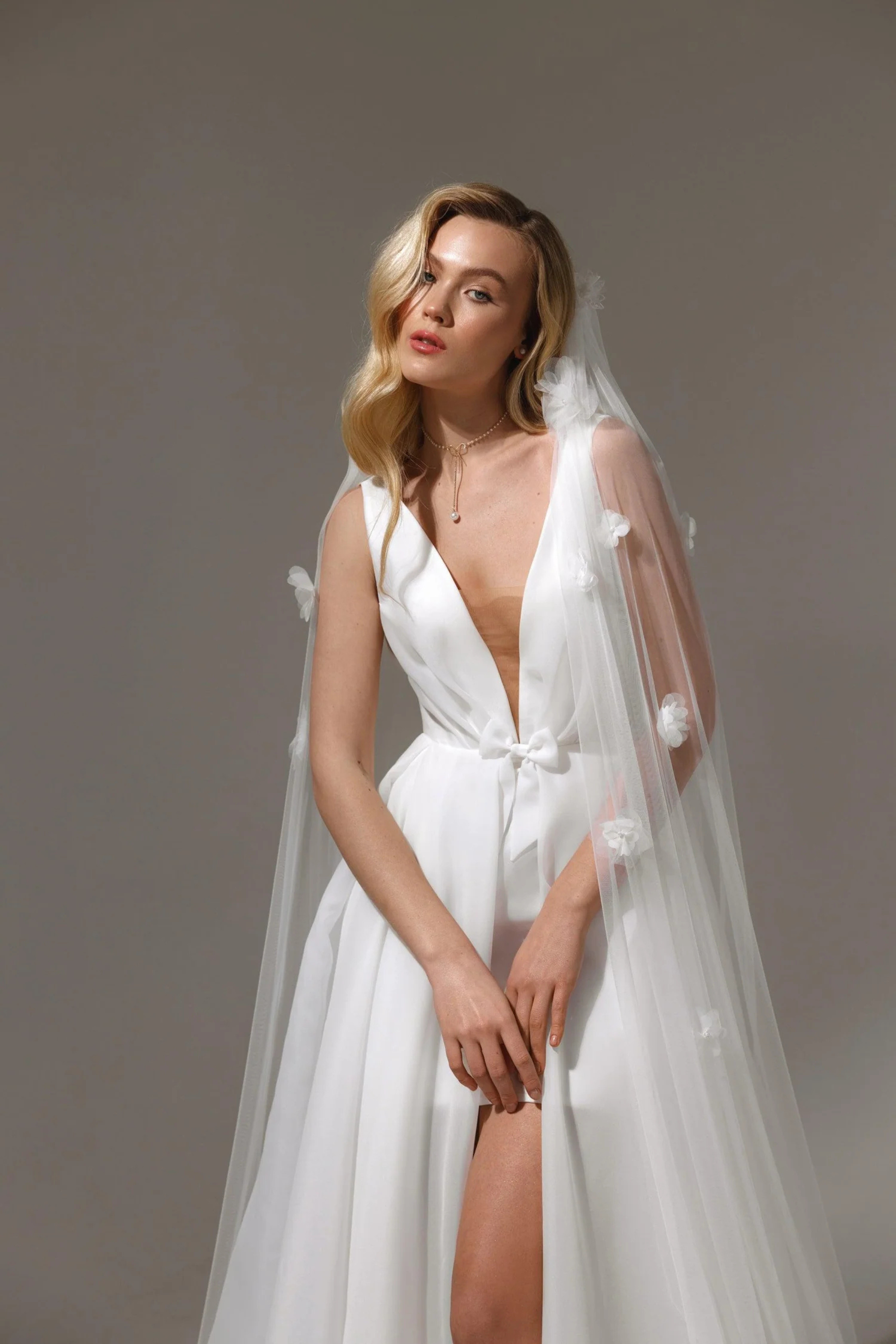 2 in 1 wedding dress with mini base and overskirt