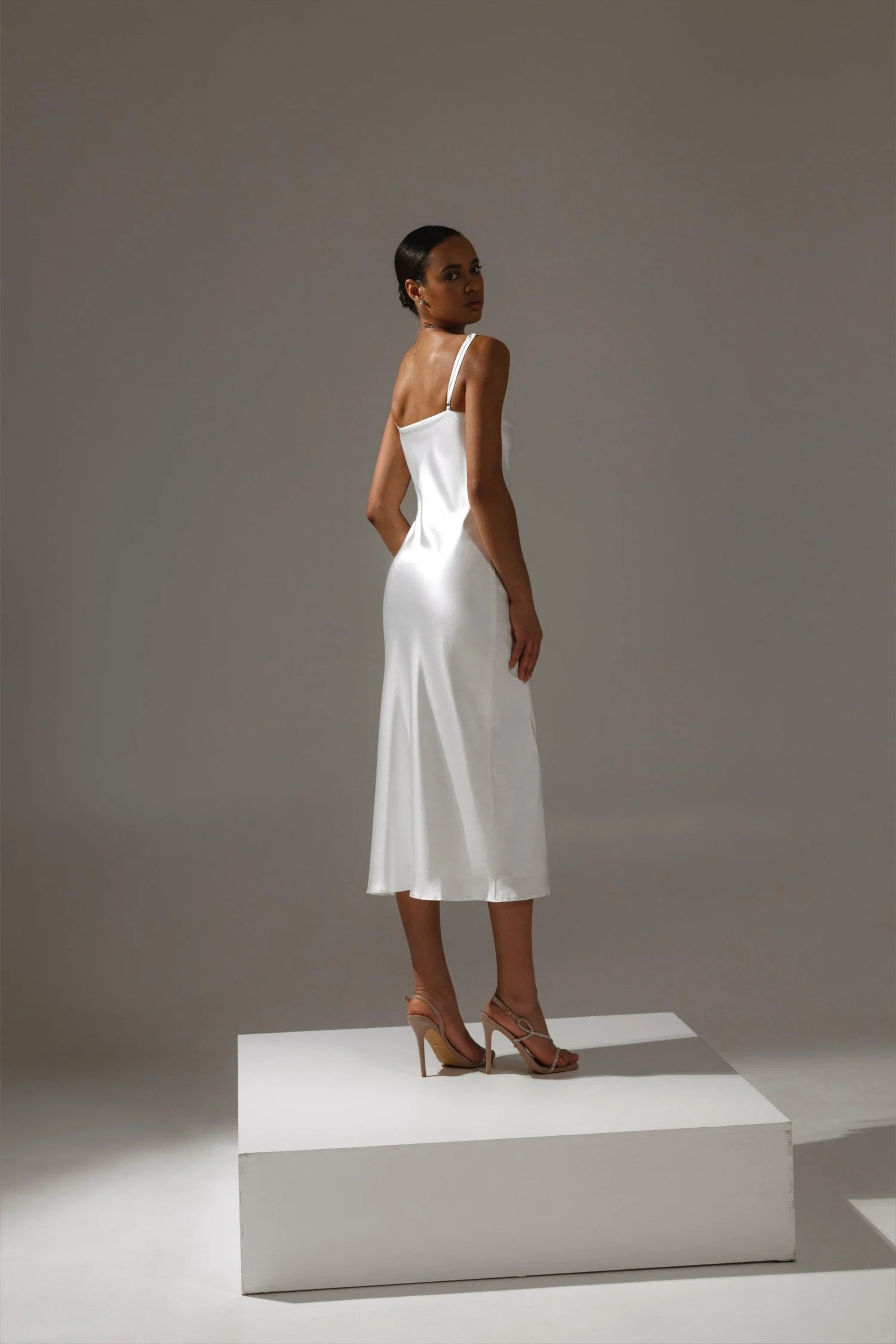 spaghetti strap bridal dress simple design